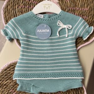 Conjunto braga punto rayado lazo